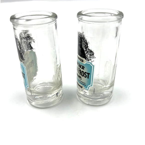 Vintage Yukon Jack Perma Frost Schnapps 100 Proof EMPTY Shot Glasses 2 Set - Picture 8 of 10
